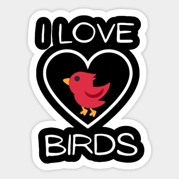 I Love Birds Text With Cardinal Bird Sticker by KathyG'sArt